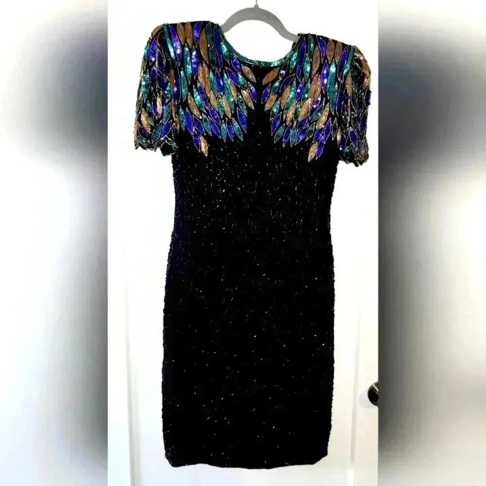 VINTAGE Laurence Kazar beaded/sequin dress Size Small 100% Silk